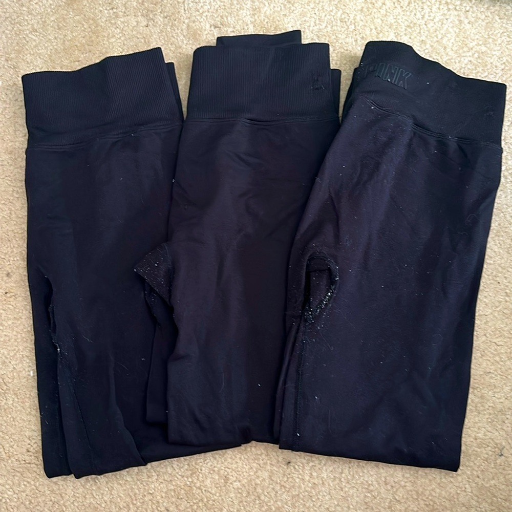 Victoria Secret Pink Black Leggings 3 Pack
